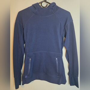 Athleta Women’s Navy Pullover Hoodie, Zip Pockets, Size M